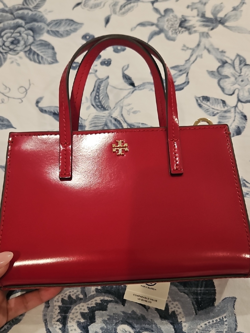 Tory Burch Blake Mini Tote In Lipstick Red - Picture 5 of 8